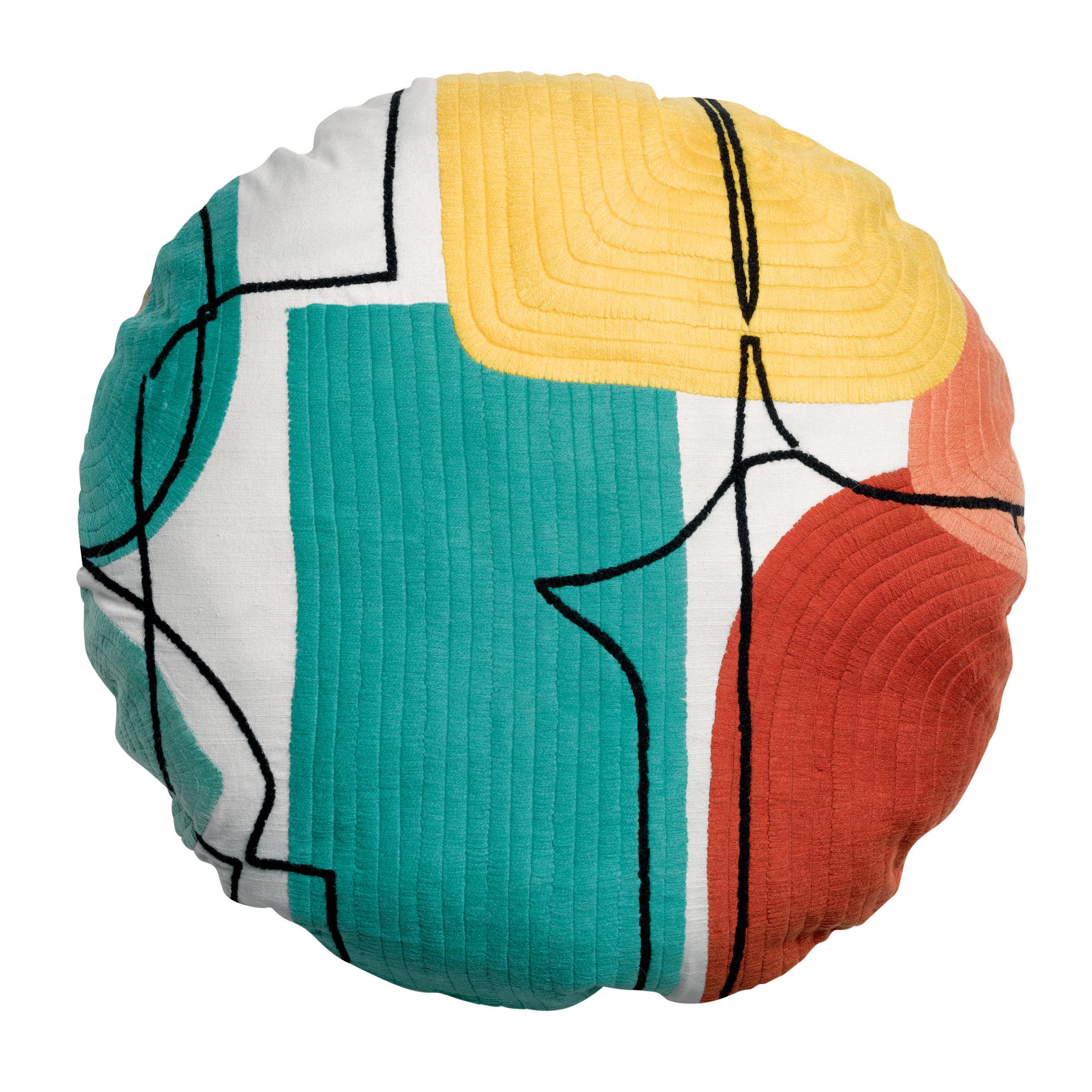 Cojín bordado romane multico diameter 50 cm multico diameter 50 cm vivaraise