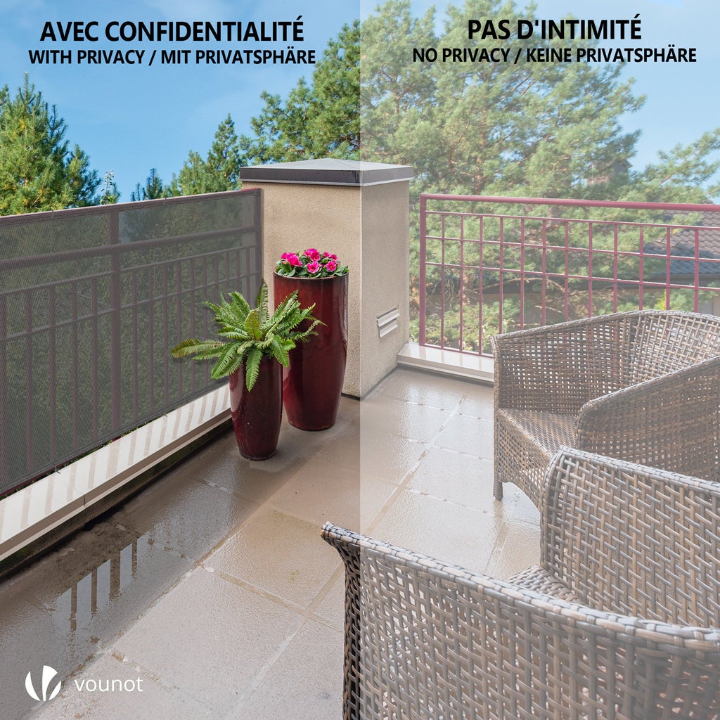 Brise vue occultant en HDPE 90g/m² 1.5x10m avec attaches de fixation gris VOUNOT® - 7