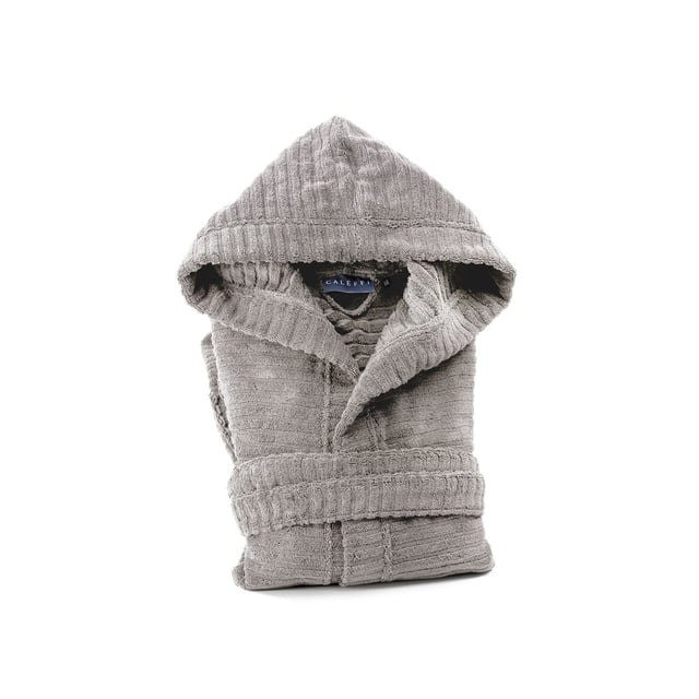 Peignoir avec capuche aus Coton Stripe S Spugnissima Teinte Unie Naturel