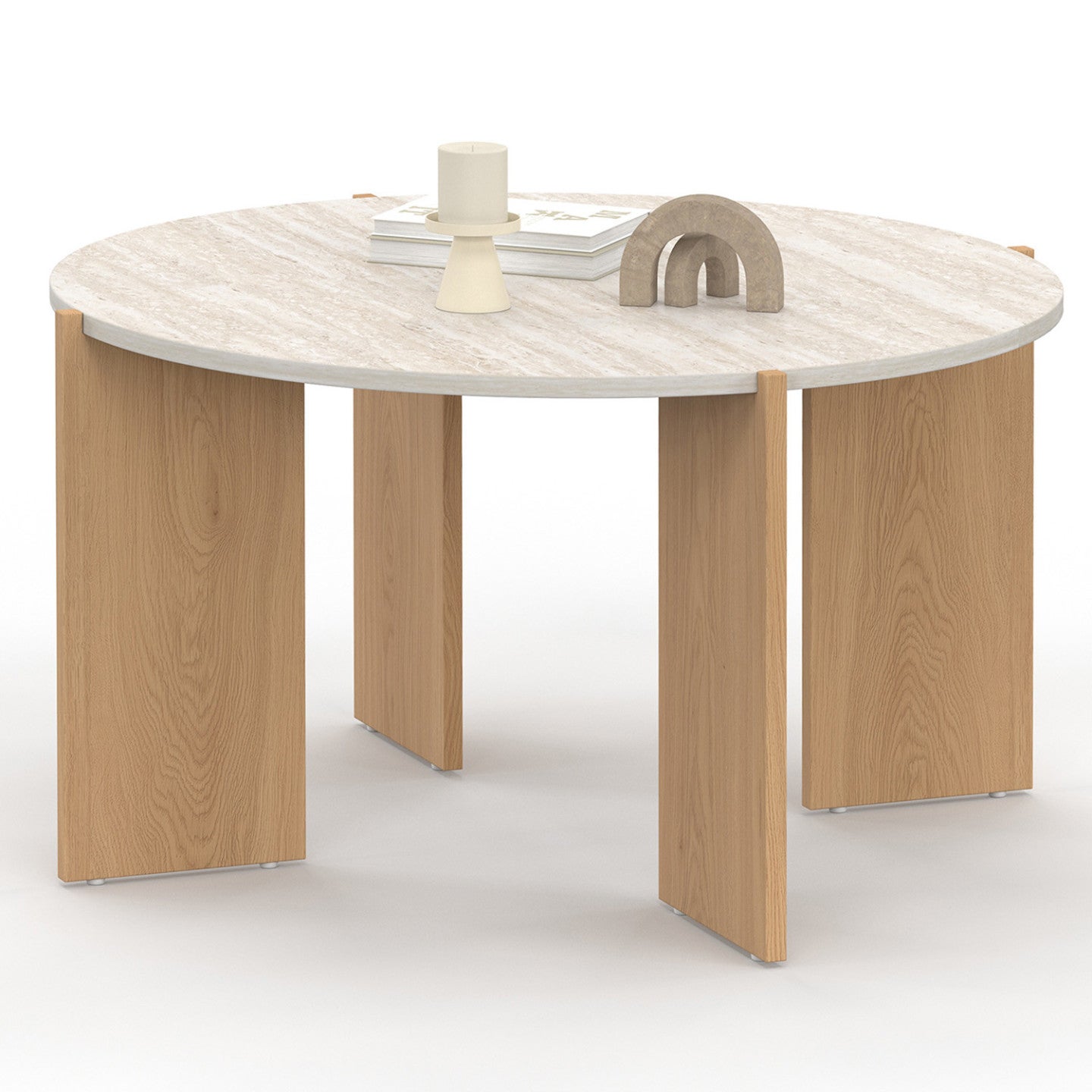 Table basse ronde ARMONIA 73 cm effet travertin - 2