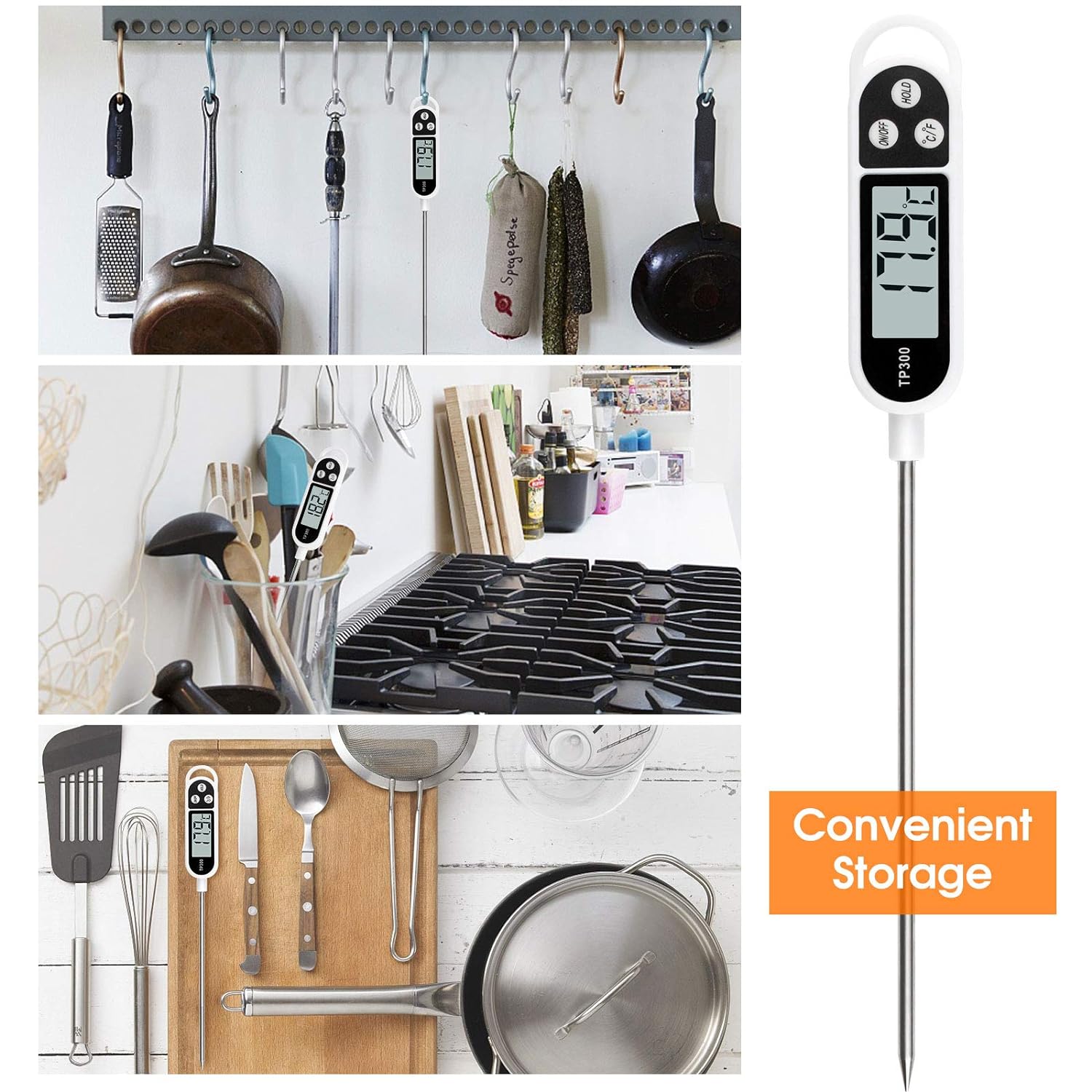 Thermomètre Cuisine, Thermomètre Numérique Digital avec Sonde Longue, Lecture instantané Thermomètre Cuisson, Thermomètre Viande - 5