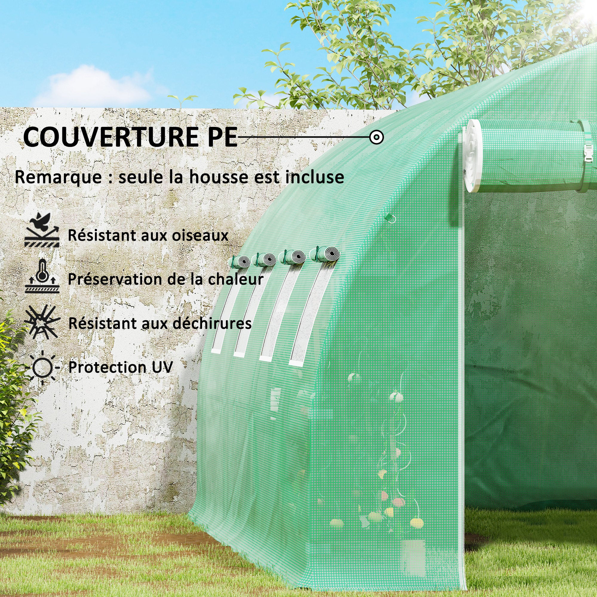 Bâche de rechange de serre tunnel Polyéthylène Outsunny - 6