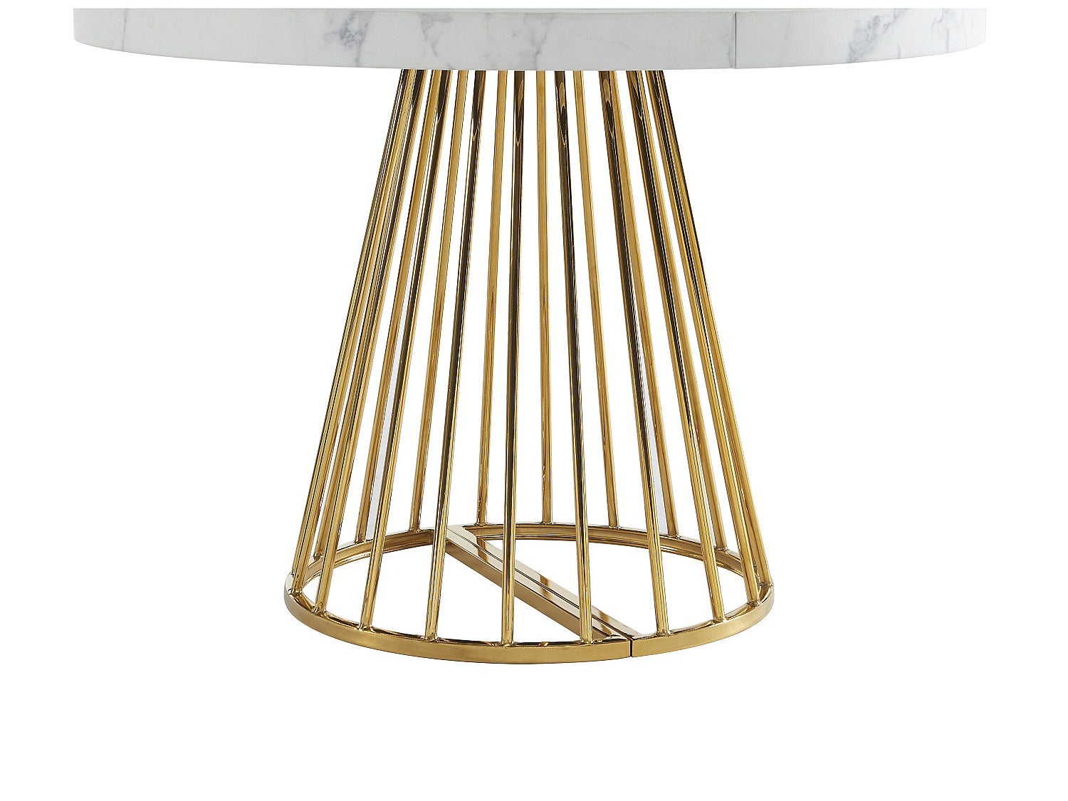 Stół do jadalni rozkładany dla 2 do 12 osób z MDF i stali - Imitacja marmuru biały i złoty - FIRELA - 8