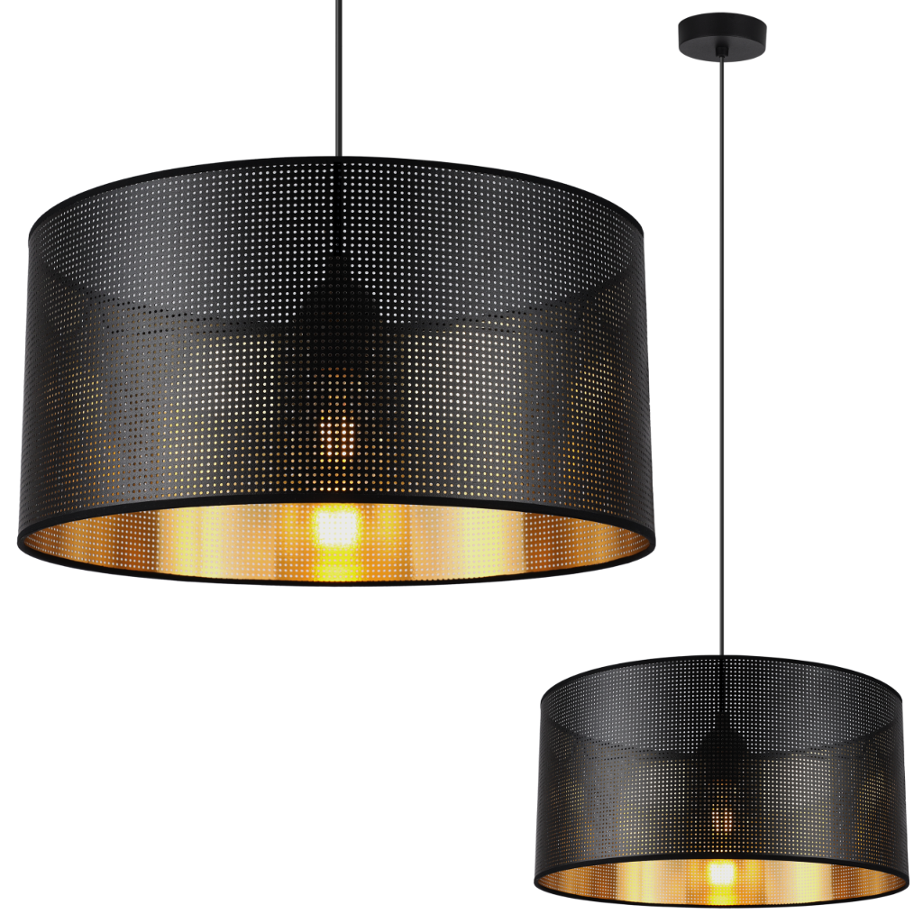 Lampa sufitowa wisząca Asti czarna glamour 1xE27 abażur okrągły 40cm czarny/złoty Light Home LH