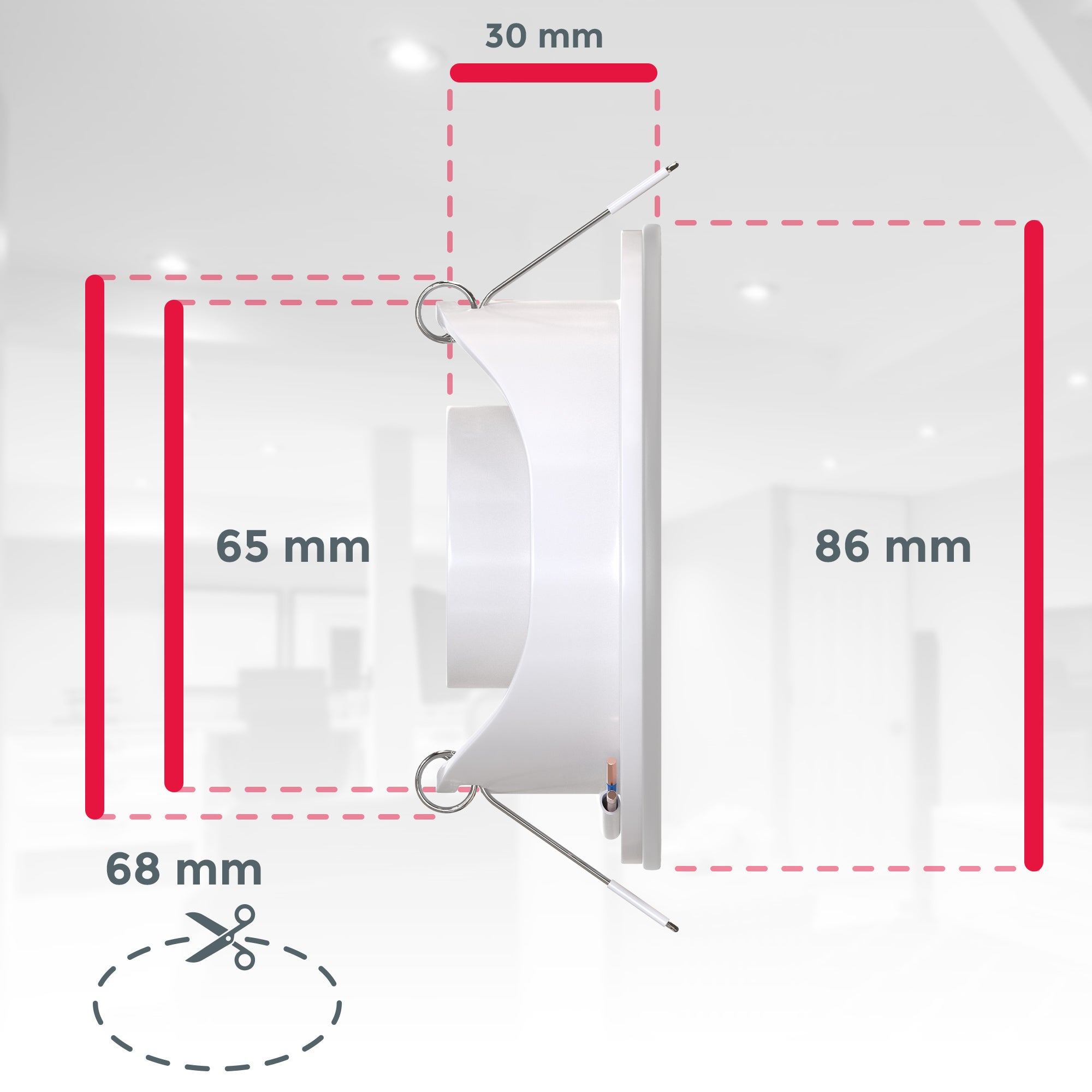 Lot de 5 spots LED encastrables - IP65 - spéciales Salle de bain - Ultra-plats 30mm - Ø68mm - Blanc neutre 4000K - 3W / 350lm chacun - B.K.Licht - 8
