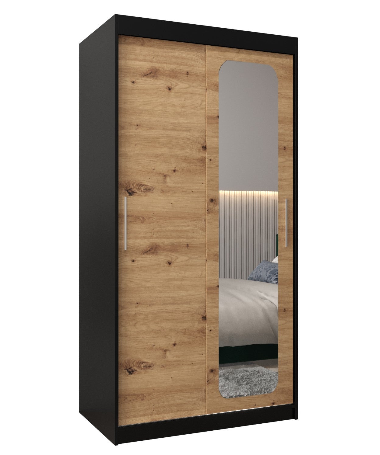 Szafa przesuwna garderoba PROMO T2 100 x 62 x 200 cm Czarny + Artisan - Abiks Meble