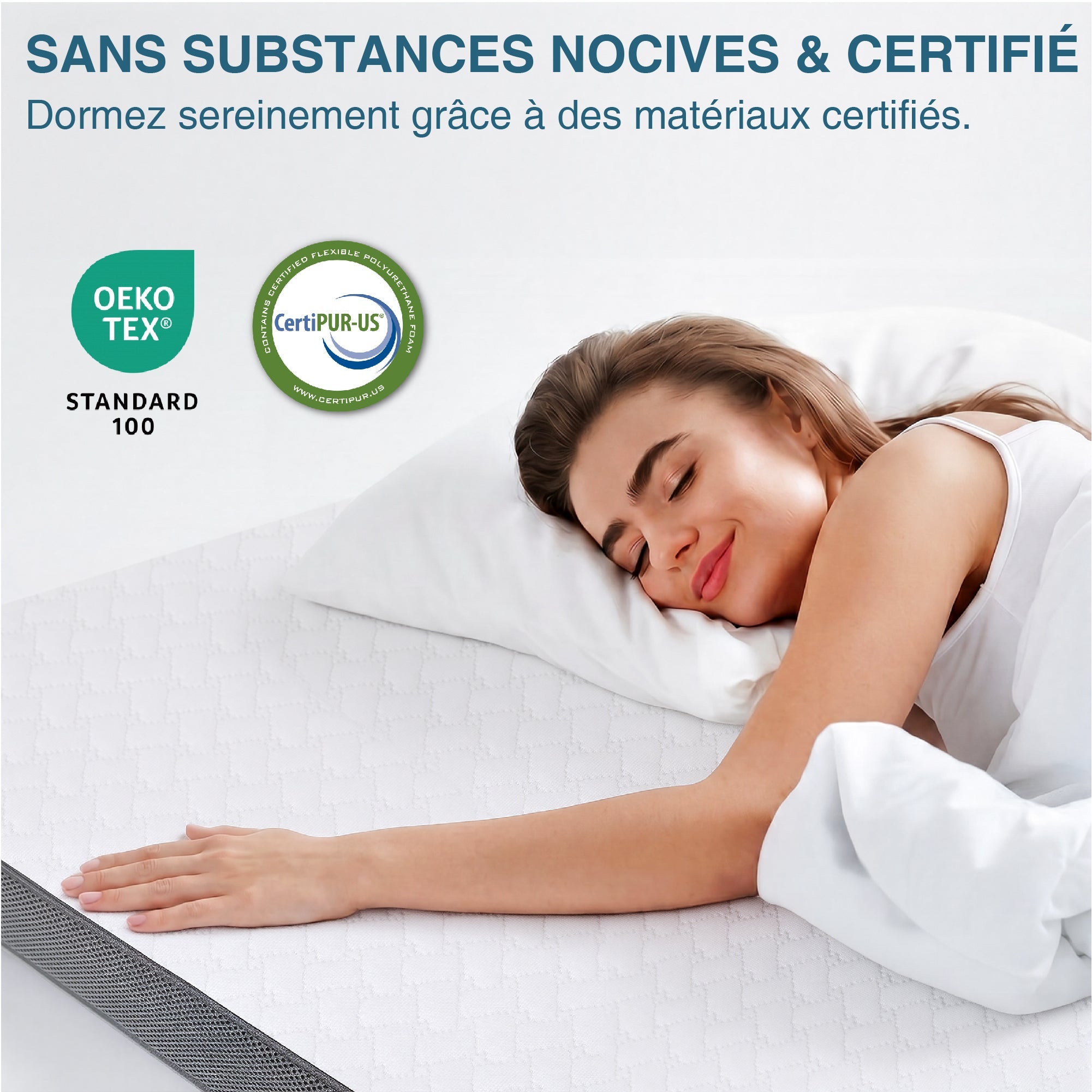 Surmatelas 160x200cm Mousse haute résilience, épaisseur 7 cm, double face – H2 (souple) / H3 (ferme) - 6