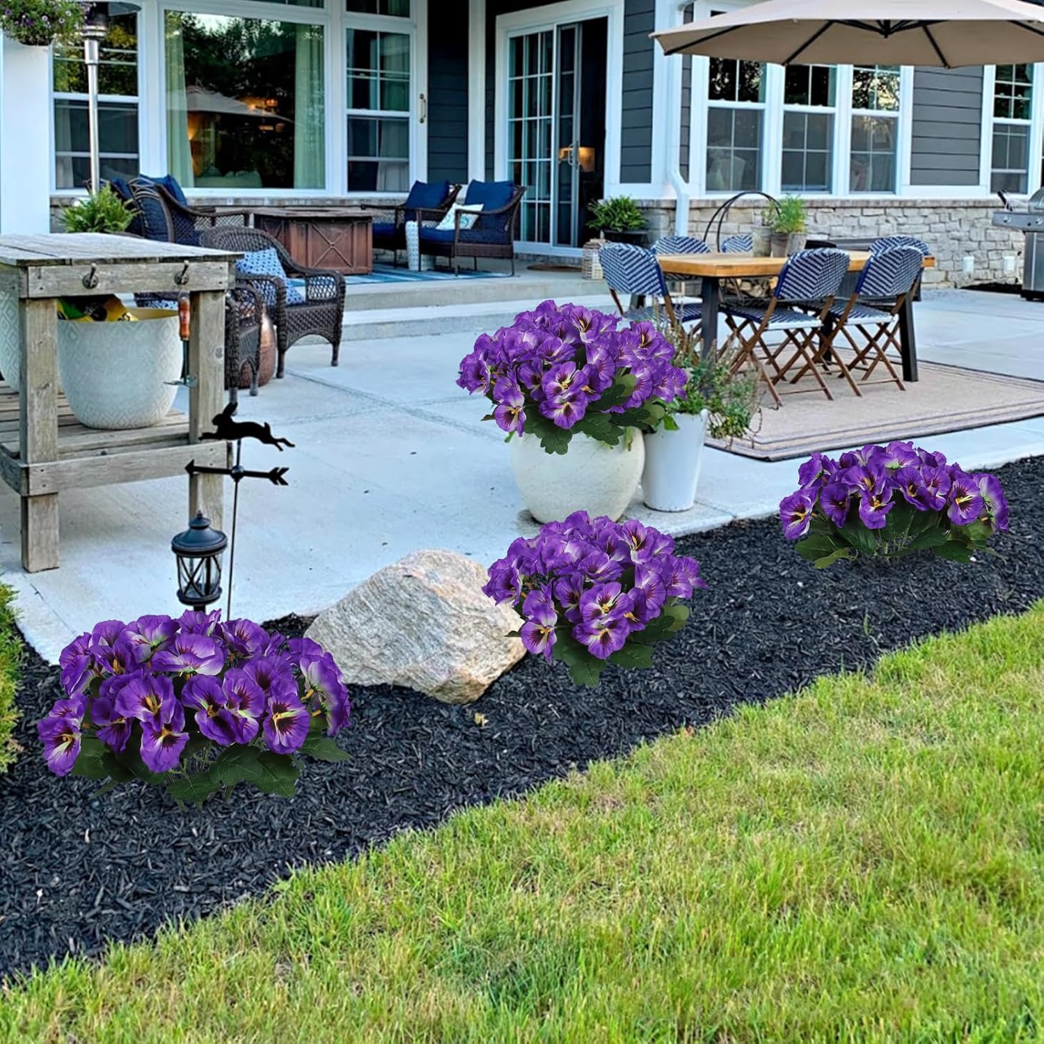 10 Flores Artificiales para Exterior - Resistentes a los Rayos UV e Impermeables, para Balcón, Ventana, Decoración de Boda, Color Morado - 6