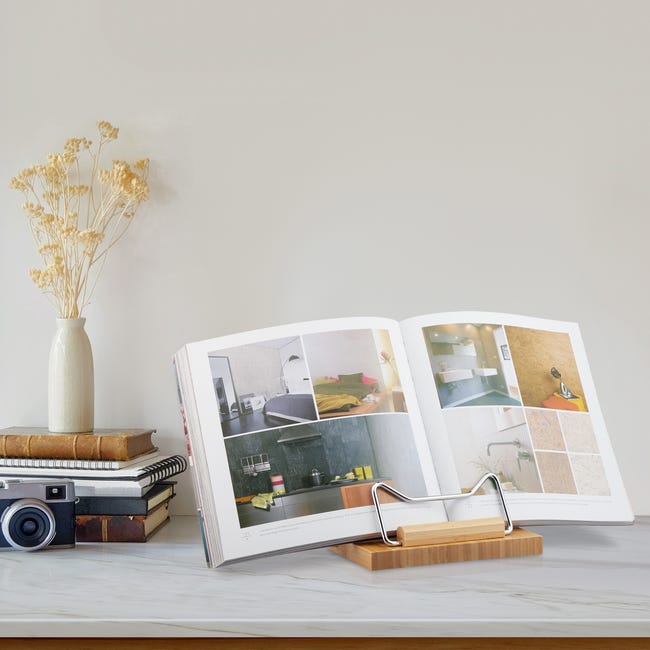 Leggio Per Libri Regolabile - Supporto Metallo Per Cucina, Ufficio, Scuola, Con Clip E Antiscivolo - Foto 7