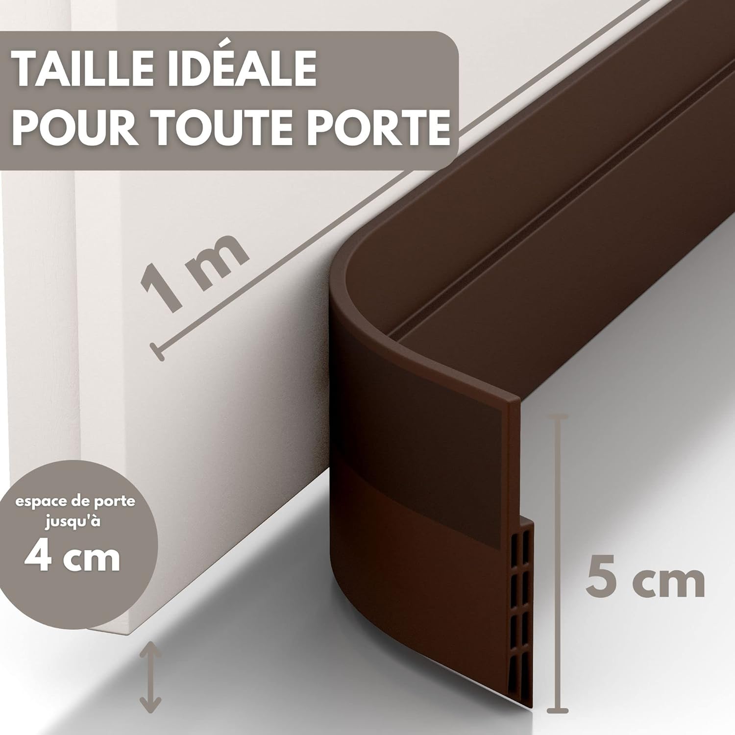 Burlete para puerta y puerta: ideal para aislar del frío, el ruido y la humedad (1 marrón) - 2