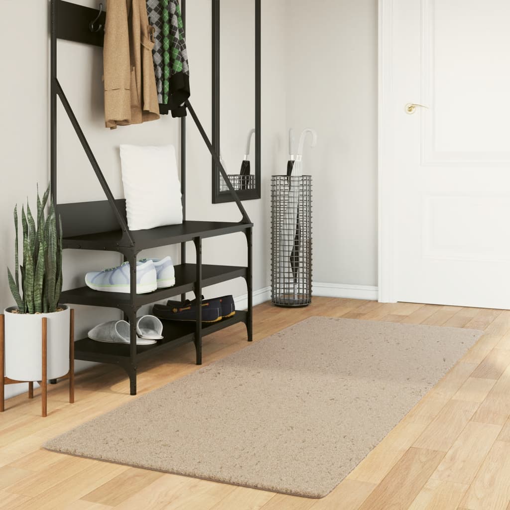 Alfombra de pelo corto suave lavable huarte arena 80x200 cm