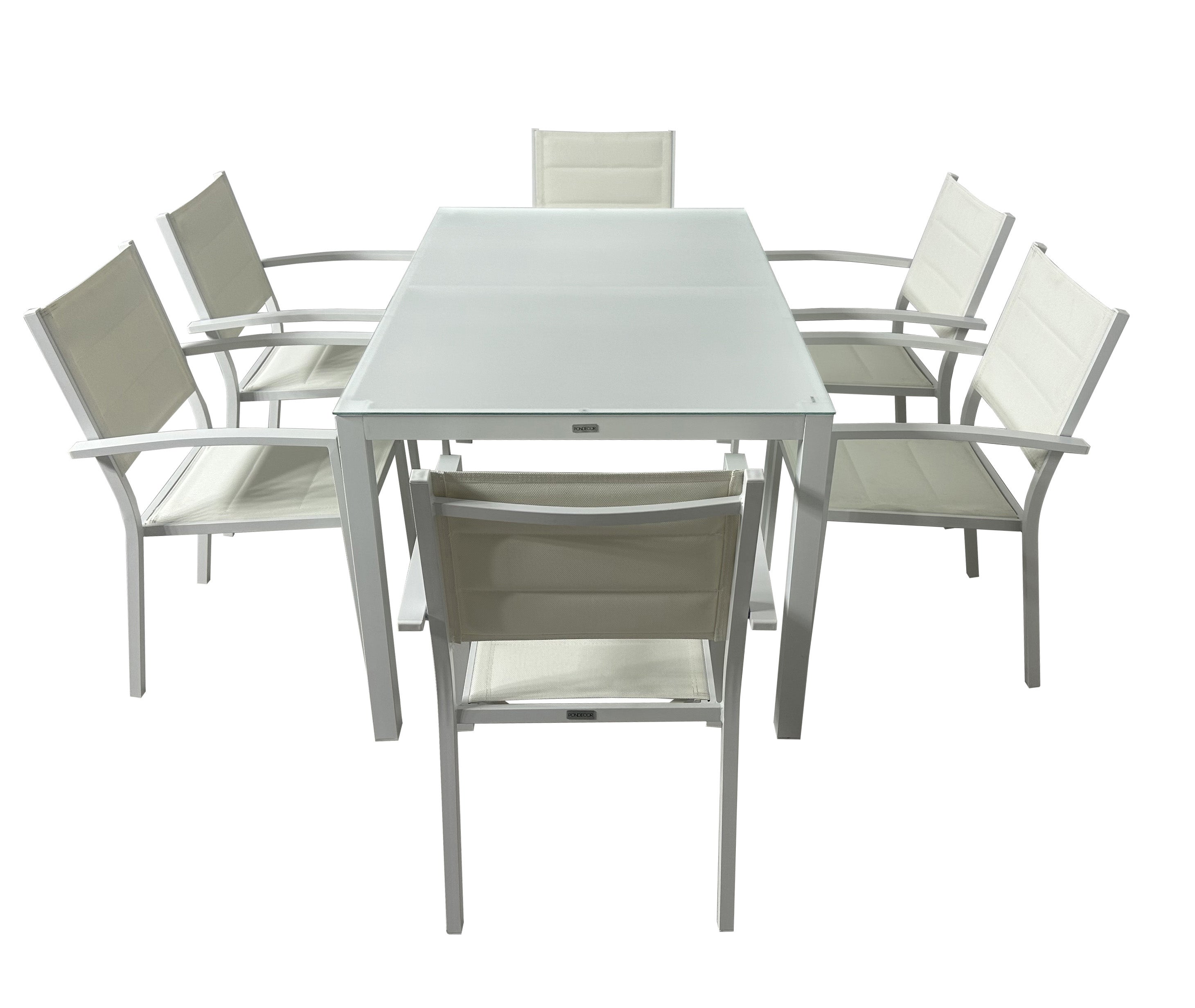 Mesa de Jardín Rectangular de Aluminio Blanca 150x90 cm – Cristal Templado | Exterior y Terraza FORMENTERA - 7