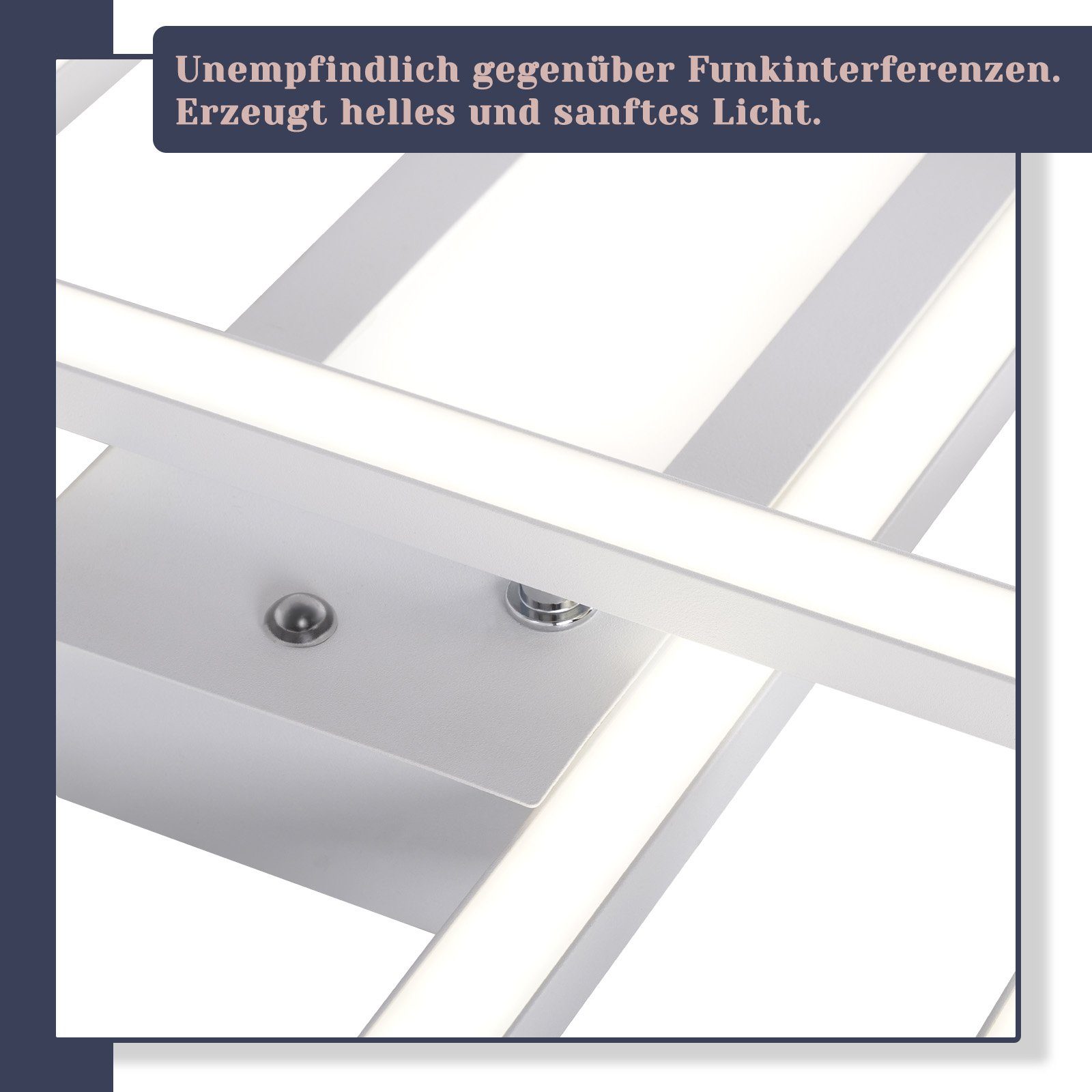NETTLIFE Lámpara de Techo LED Regulable 50W Blanco con Mando a Distancia Diseño Moderno Salón Dormitorio Geométrico para Cocina Pasillo - 4
