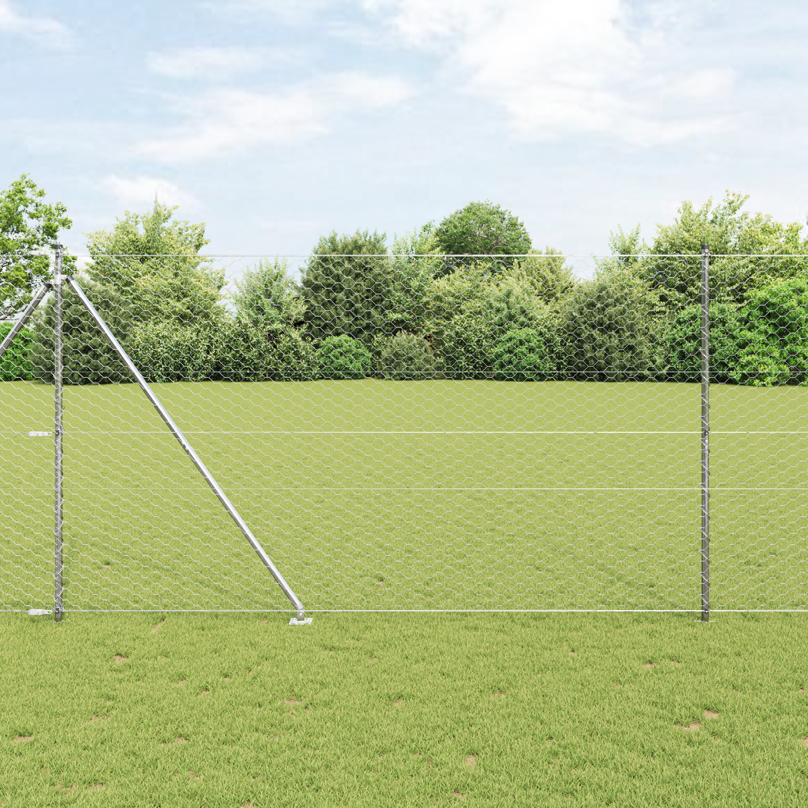 Słupek ogrodzeniowy. Srebrny 100 x 1,5 m (siatka 50 mm) Stal vidaXL