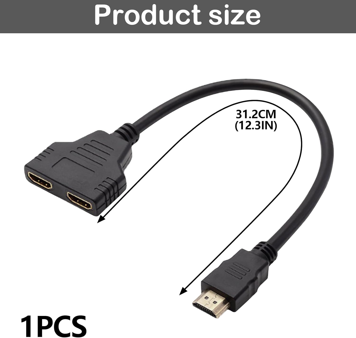 Rallonge HDMI Cable, Switch , Splitter Double Voies - Répartiteur 1 Entrée 2 Sorties - Répartiteur de Câble pour HDTV HD, LED, Moniteur LCD et Project - 2