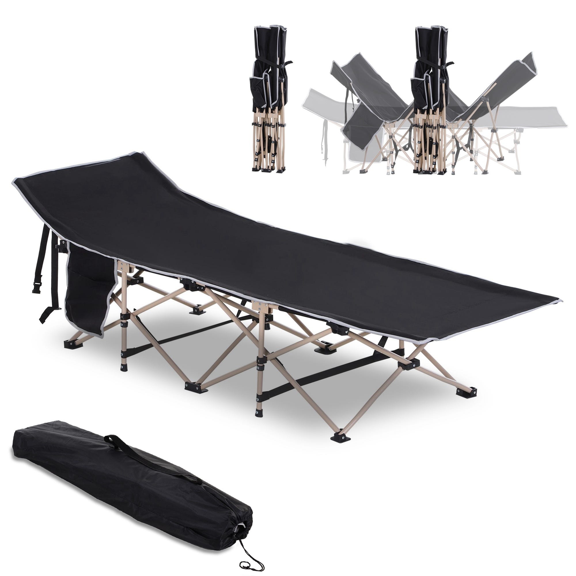REDCAMP Lit de camping pliable avec coussin de matelas pour adultes, lit de couchage robuste avec sac de transport, lits de camping de voyage portables pour l'extérieur, la maison, le bureau, ensemble REDCAMP Lit de camping pliable avec coussin de matelas pour adultes, lit de couchage robuste avec sac de transport, lits de camping de voyage portables pour l'extérieur, la maison, le bureau, ensemble