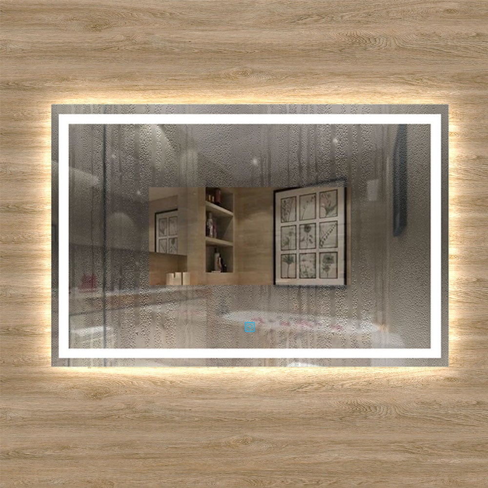 Miroir avec lumière homogène anti-buée avec interrupteur tactile + Lumière blanc 6000k + 120 x 4 x 70 cm (L x P x H) - 2