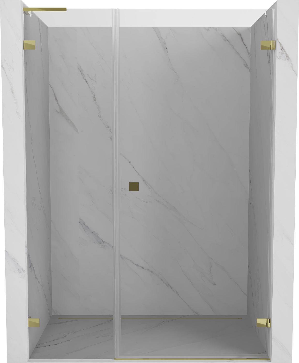 Mexen Lunar-B L drzwi prysznicowe uchylne prawe 125 cm, transparent, złote - 832SL-125-050-50-00-P