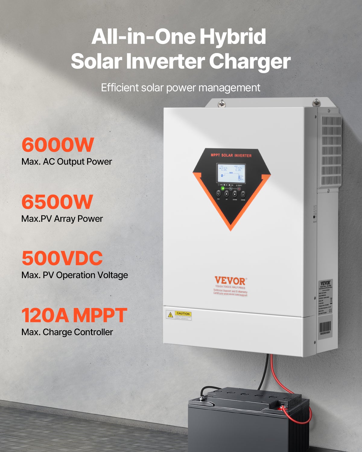 Onduleur Hybride 3000 W 80 A MPPT - Régulateur De Charge Solaire 24 V