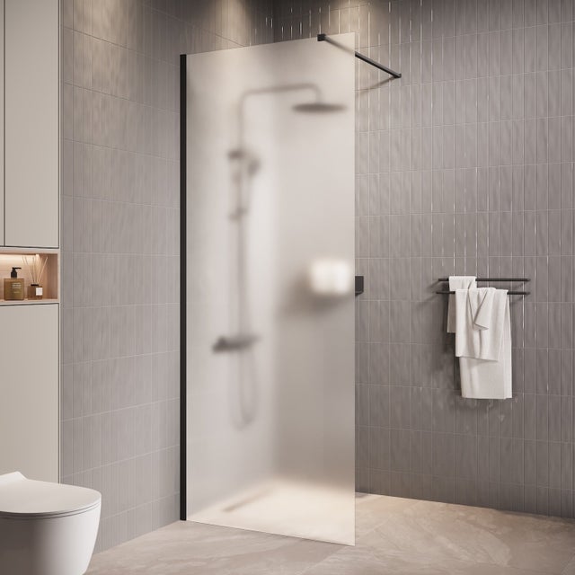Douche à l’italienne Florida - 70 x 200 cm - Noir - Verre mat - 8 mm