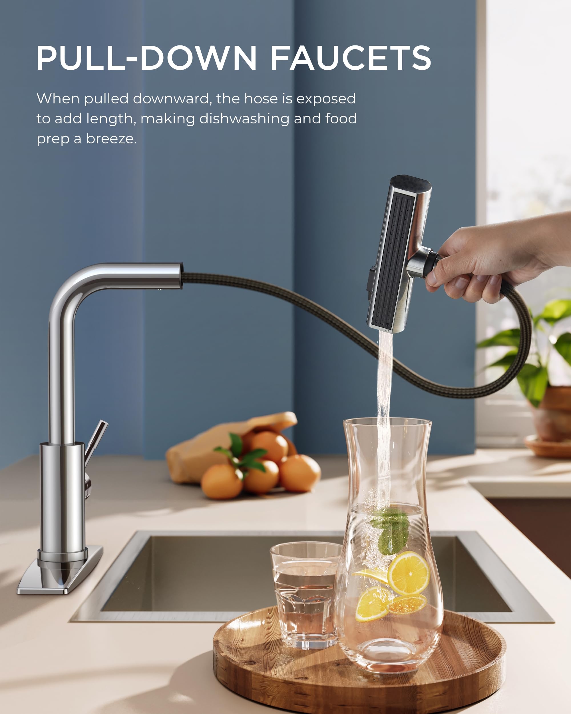 Rubinetto Da Cucina In Acciaio Inossidabile 2025 – Foro Singolo Con Beccuccio Estraibile E Doccetta Girevole 360°, Miscelatore Ad Arco Alto Per Lavello