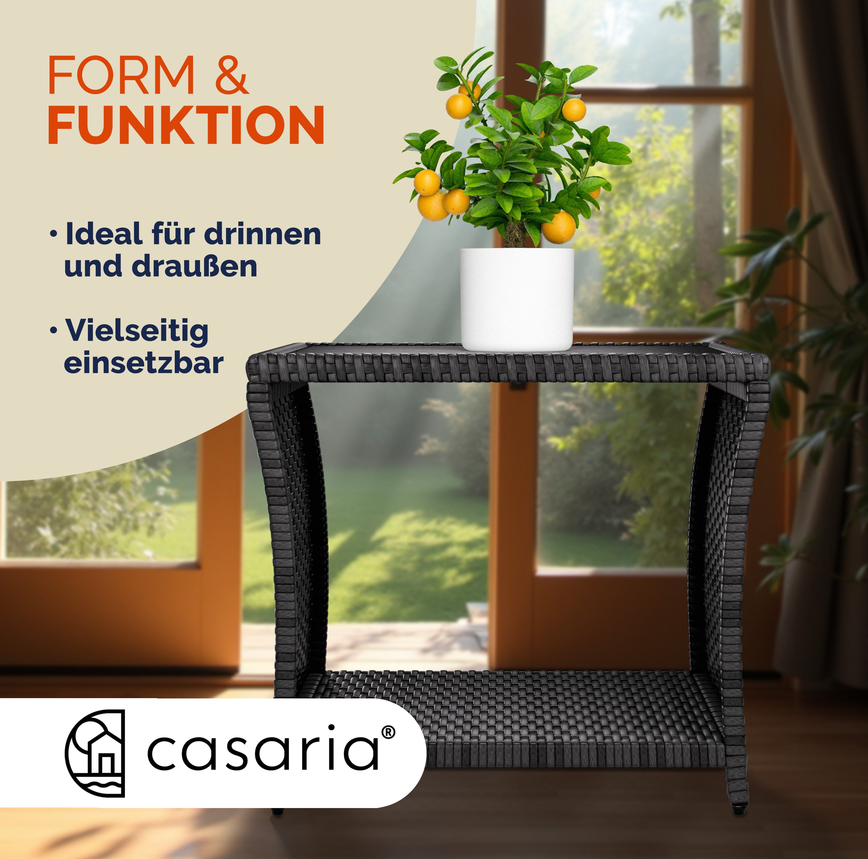 CASARIA® Table d'appoint en polyrotin Gris - 5