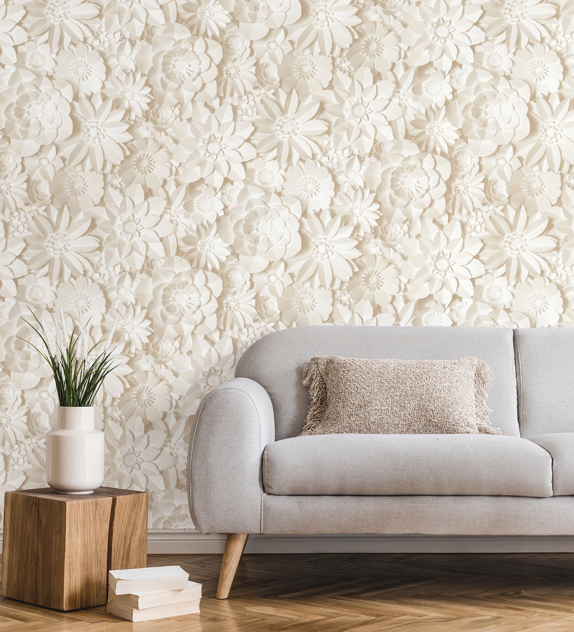 Papier peint floral effet 3D beige, style origami - Enora Petals 683533 de GAULAN - Rouleaux de 10 m x 0,53 m - 5