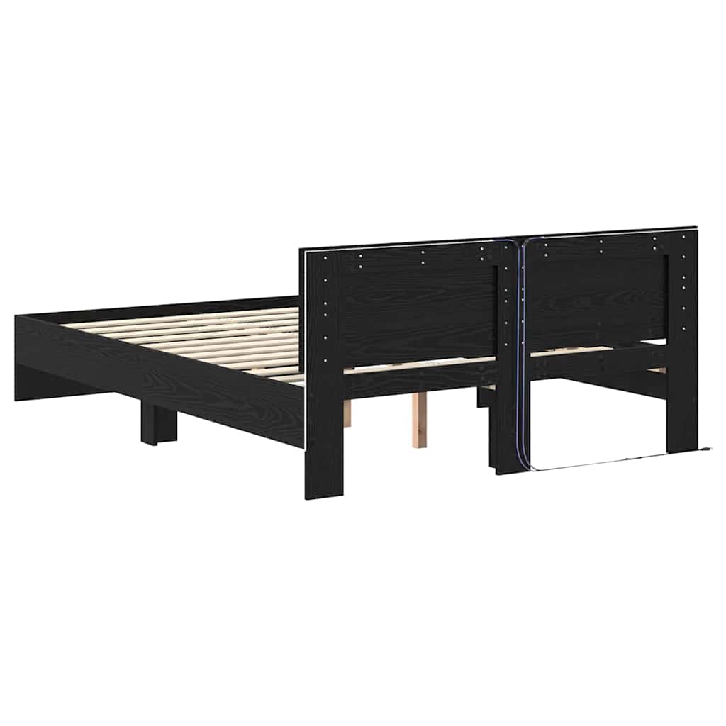 Cadre de lit en panneau de bois, chêne noir, pour la chambre, 150 × 200 cm - 8