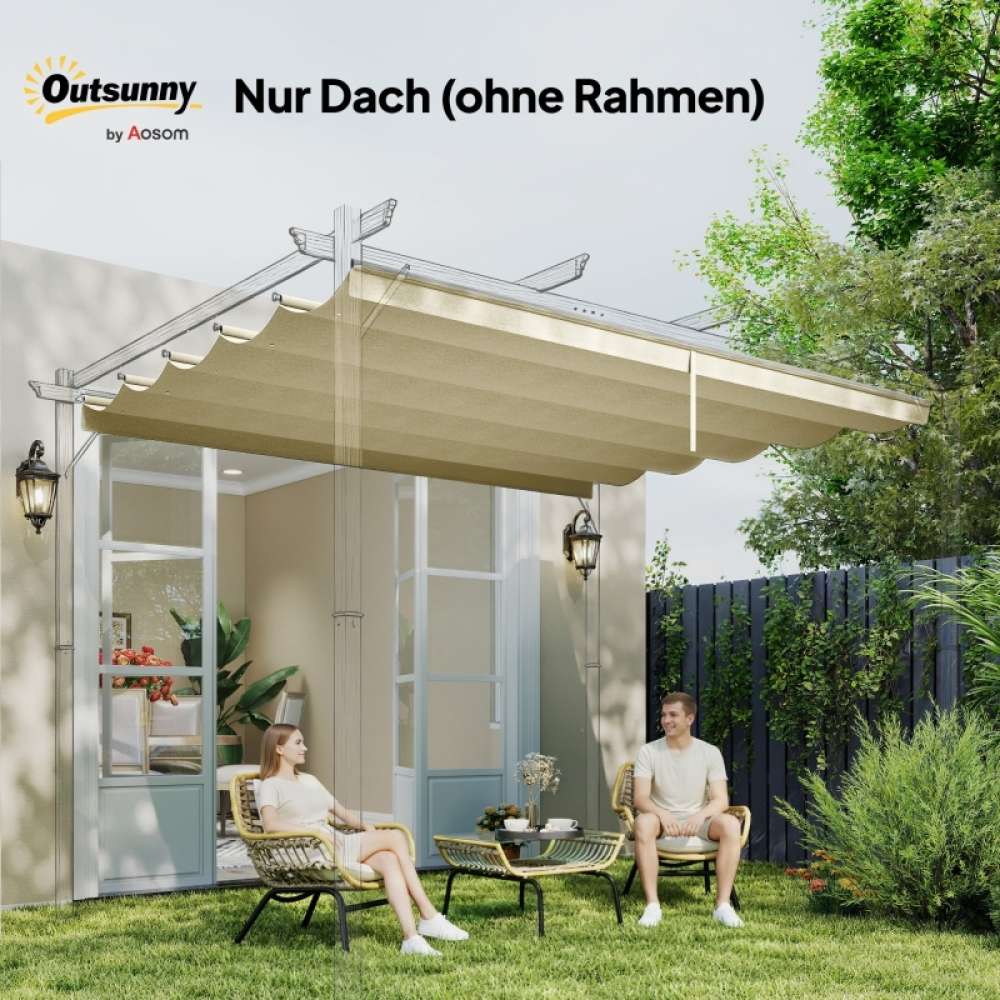 Toldo de repuesto pergola 3x3m crema poliéster impermeable techo retráctil drenaje agua resistente intemperie Leroy Merlin - 7