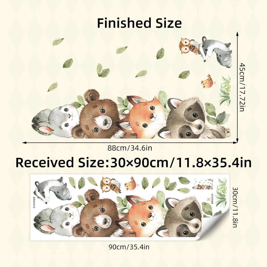Stickers muraux animaux de la forêt, parfaits pour décorer une chambre de bébé,une porte ou une chambre à coucher (autocollant à gauche) - 3