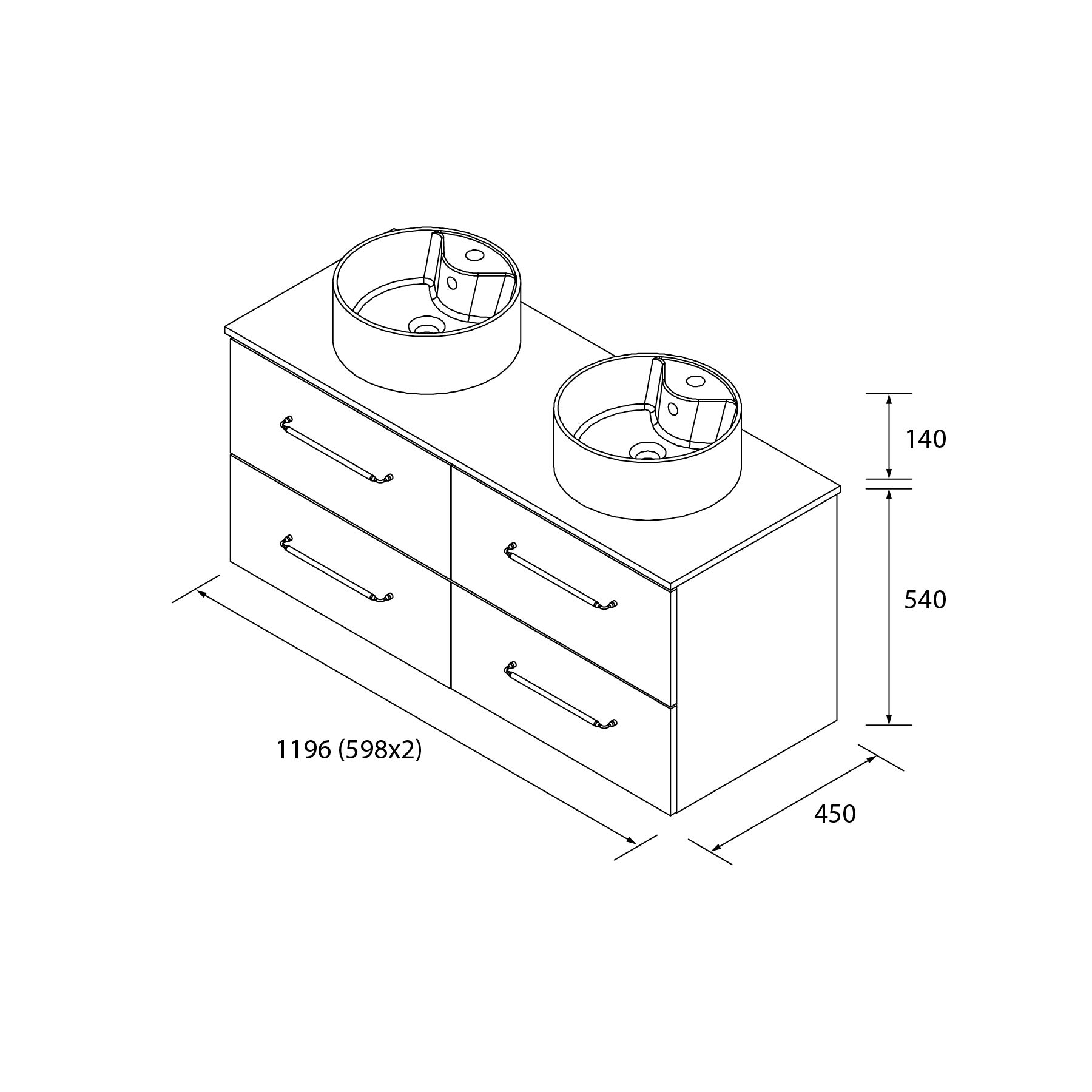 Meuble de salle de bain MORAI 120cm Chêne | Vasque à poser - 4