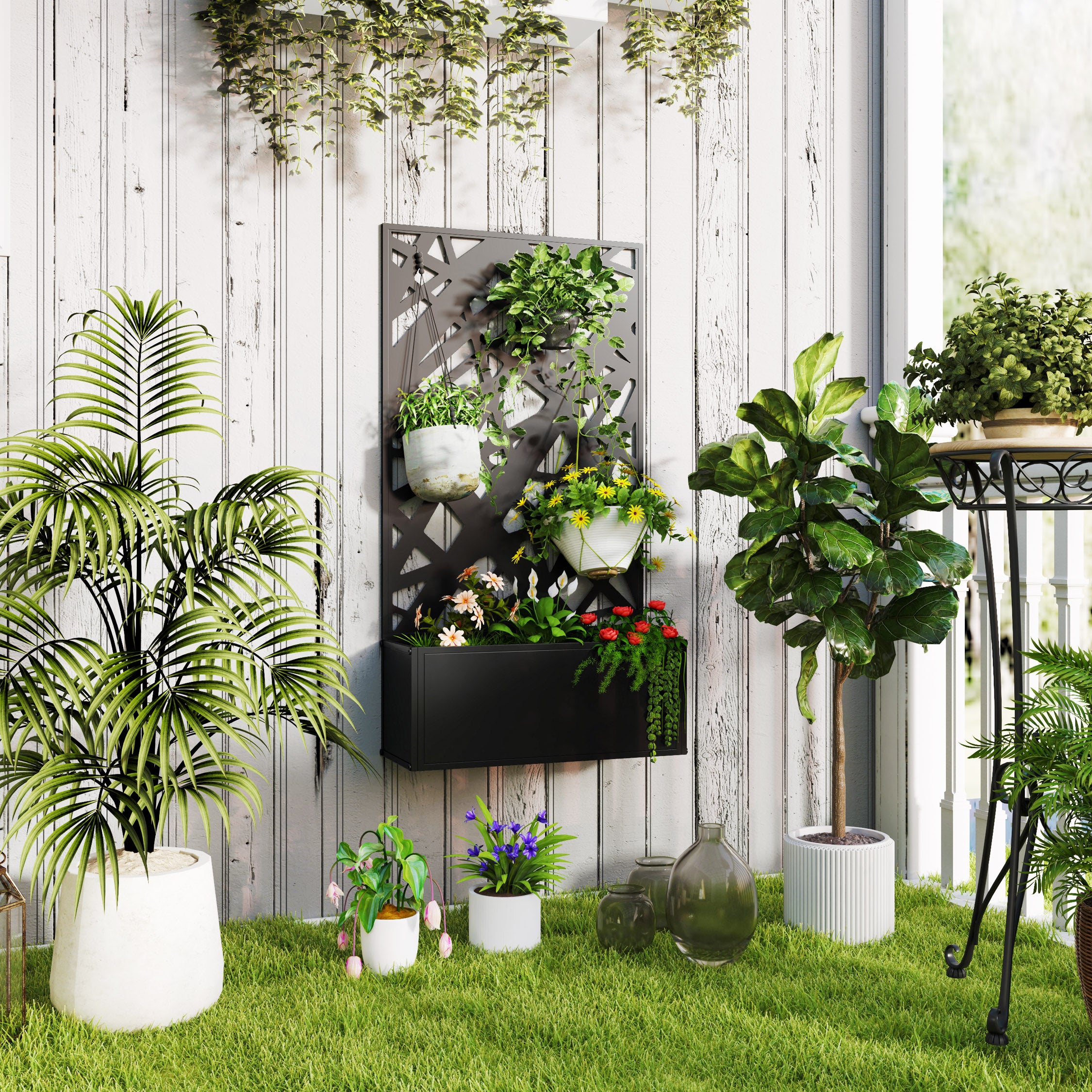 Jardinière avec treillis Métal Outsunny - 2
