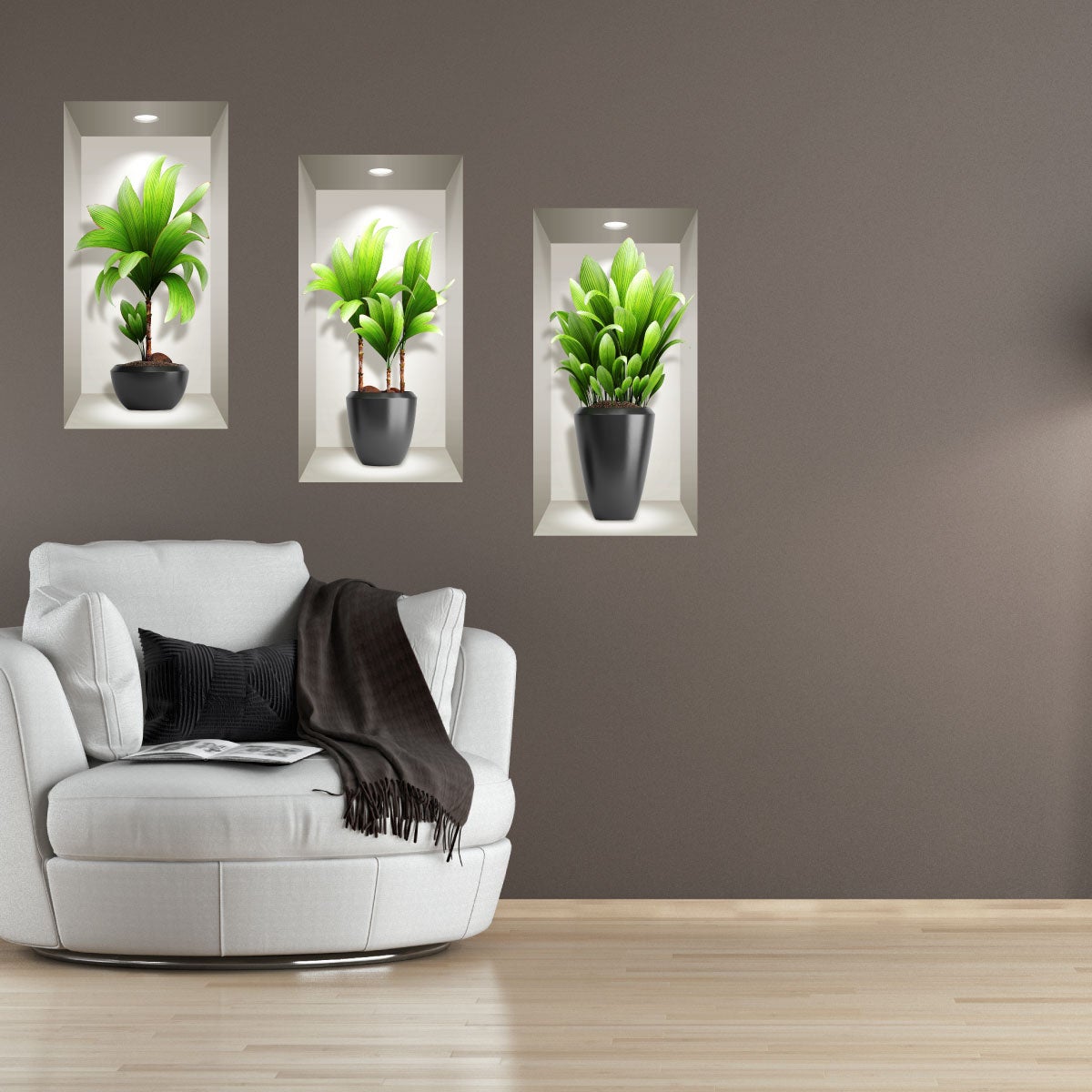 Adesivo 3D piante lunghe esotiche - Sticker adesivo - adesivi murali - 80x120cm - 3