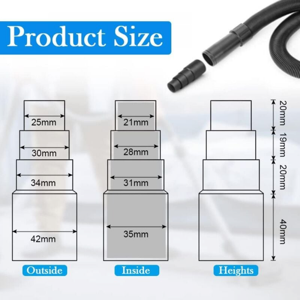 Adaptateur universel pour tuyau d'aspiration de poussière pour ponceuses orbitales aléatoires (25 mm, 30 mm, 34 mm, 42 mm) - 2