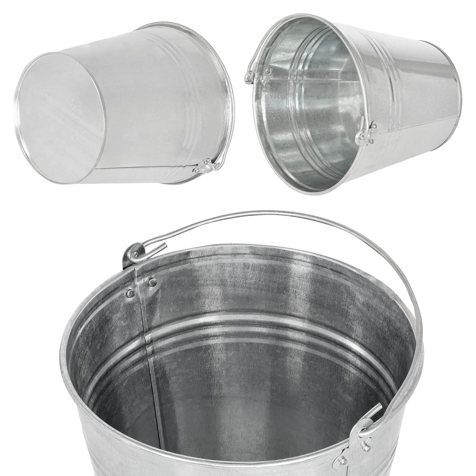 Seau à Cendre - Seau De Maçon - Acier Galvanisé - 10 L - Argent - pour le Jardinage - Résistant à la Rouille - Polyvalent KOTARBAU - 5