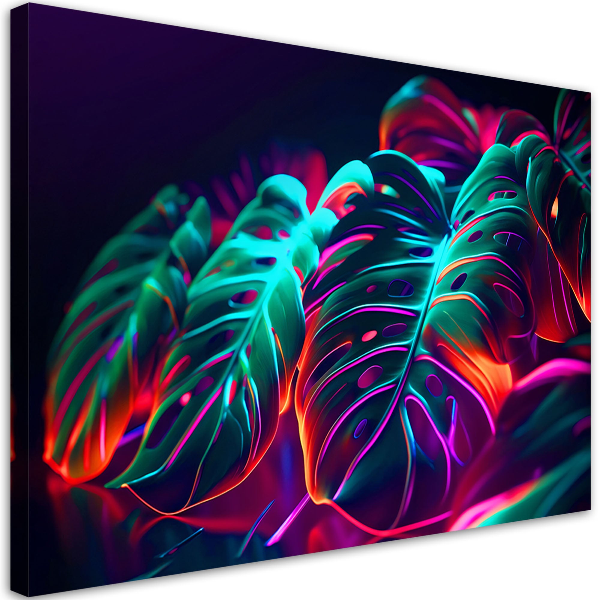 Obraz na płótnie, Liście monstera w futurystycznym stylu 100x70