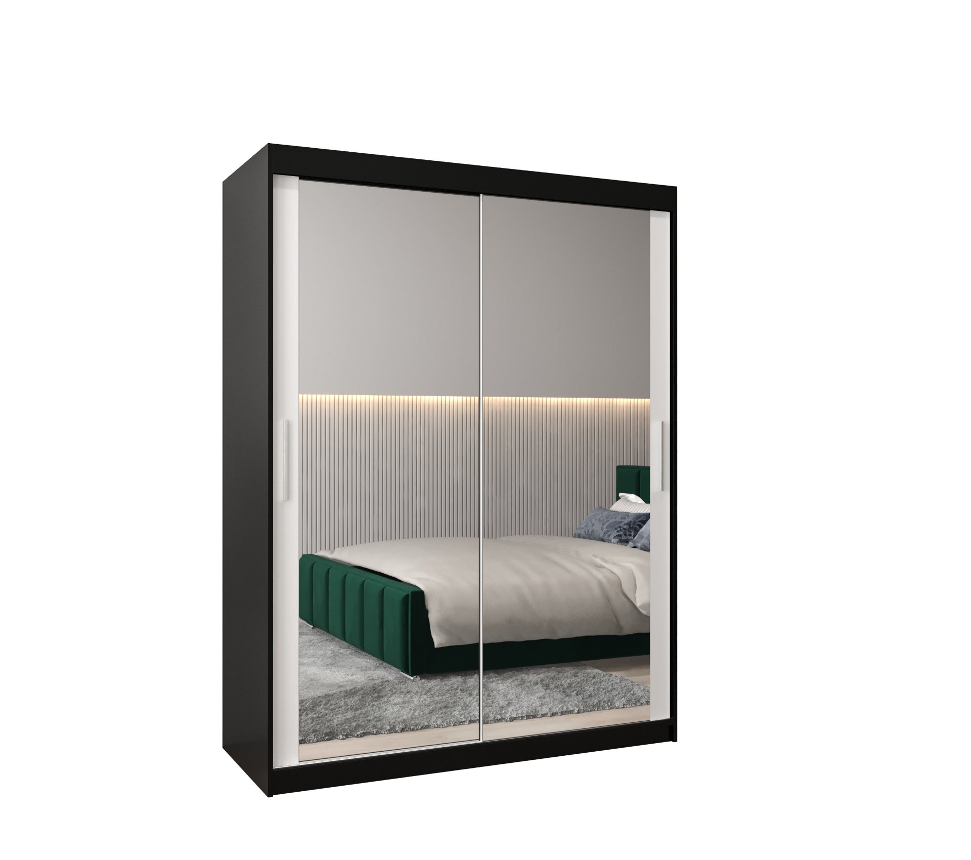 Szafa przesuwna garderoba TOKYO 3 150 x 62 x 200 cm Czarny + Biały - Abiks Meble
