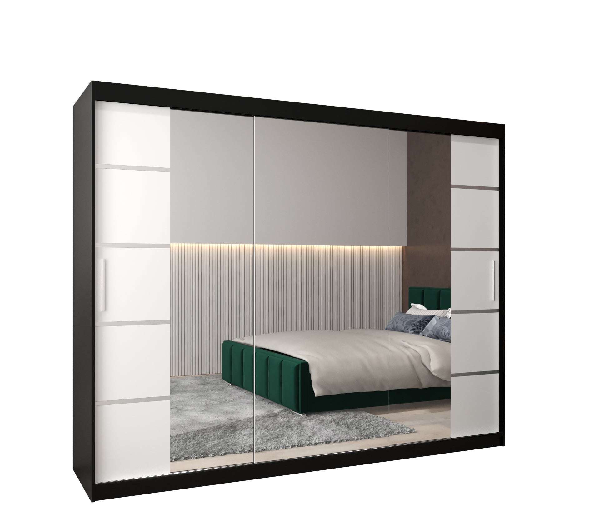 Szafa przesuwna garderoba Verona 4 250 x 62 x 200 cm Czarny + Biały - Abiks Meble