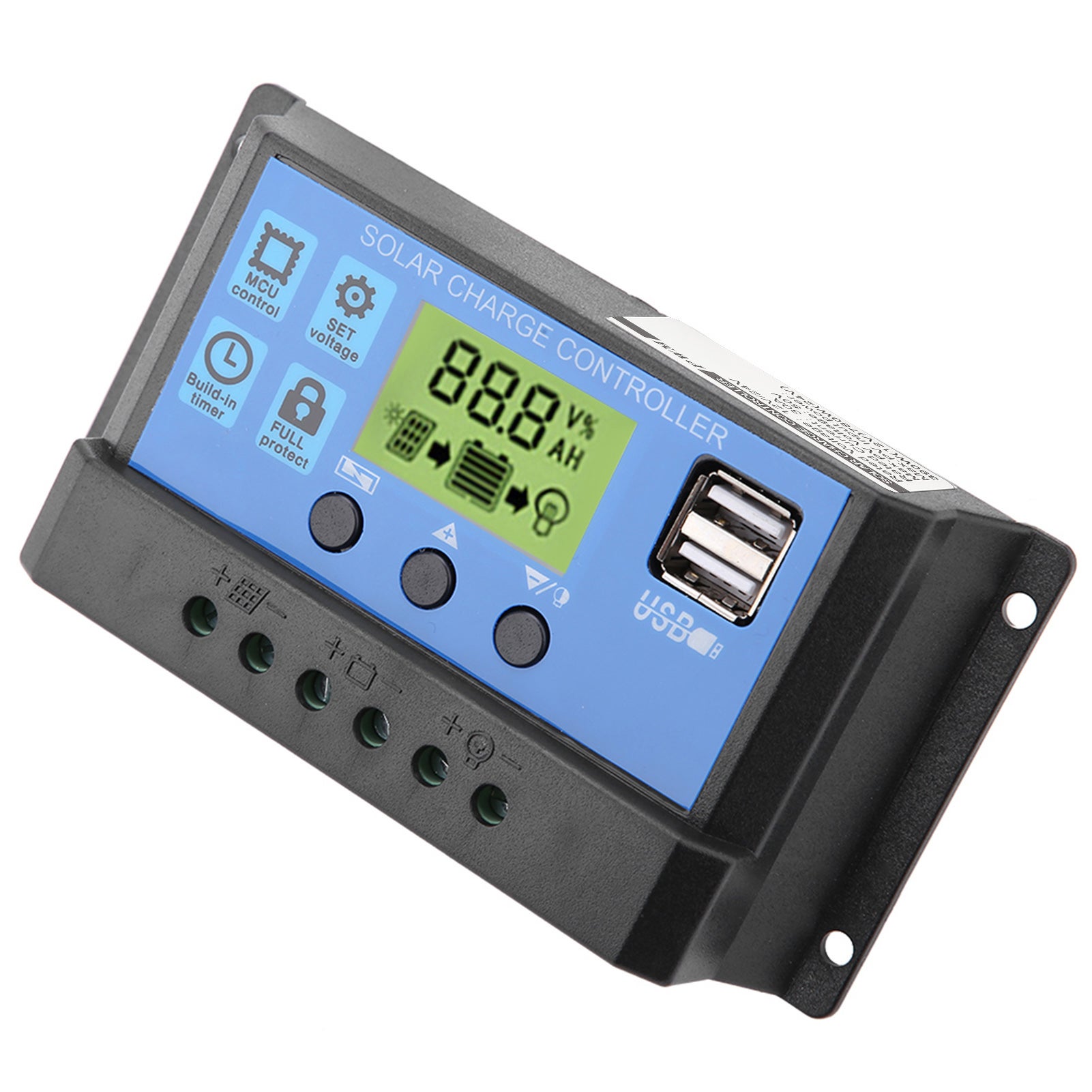 Regolatore di carica per pannello solare PWM 12V 24V con doppio USB e display LCD da 30 A (YJSS-30A) - 2