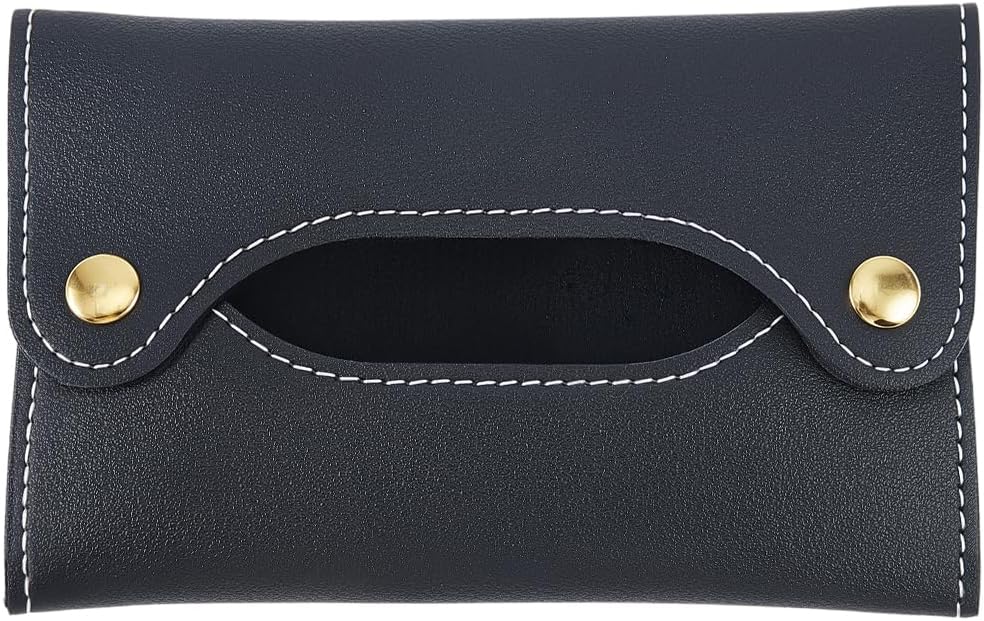 Prostokątny, czarny woreczek ze skóry PU, wodoodporny i odpinany na chusteczki, idealny do podróży i biura