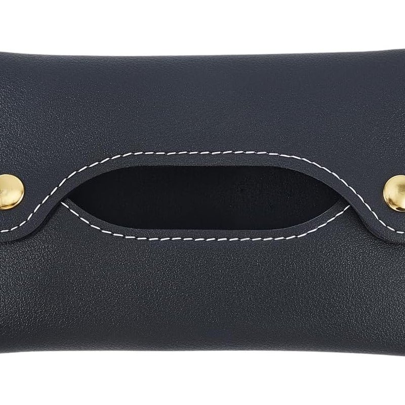 Prostokątny, czarny woreczek ze skóry PU, wodoodporny i odpinany na chusteczki, idealny do podróży i biura