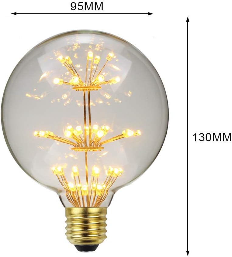 Led Ampoule Vintage Ampoule RGB Feu D'artifice Edison Ampoule G95 3W 220/240V E27 Ampoule Décorative (Feu d'artifice) - 5