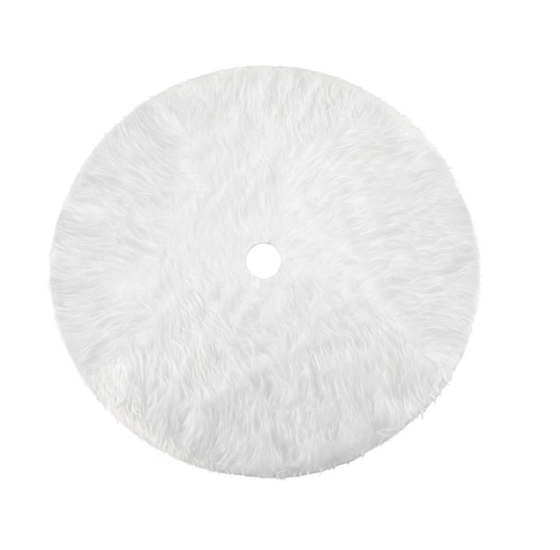 Jupe De Sapin De Noël Blanche Peluche 93cm - Tapis Flocon De Neige Décoration Arbre De Noël