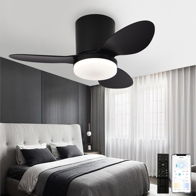 Ventilateur De Plafond Avec Lumière LED Et Télécommande - 6 Vitesses, Minuterie | Dimmable, Silencieux | Pour Chambre, Salon