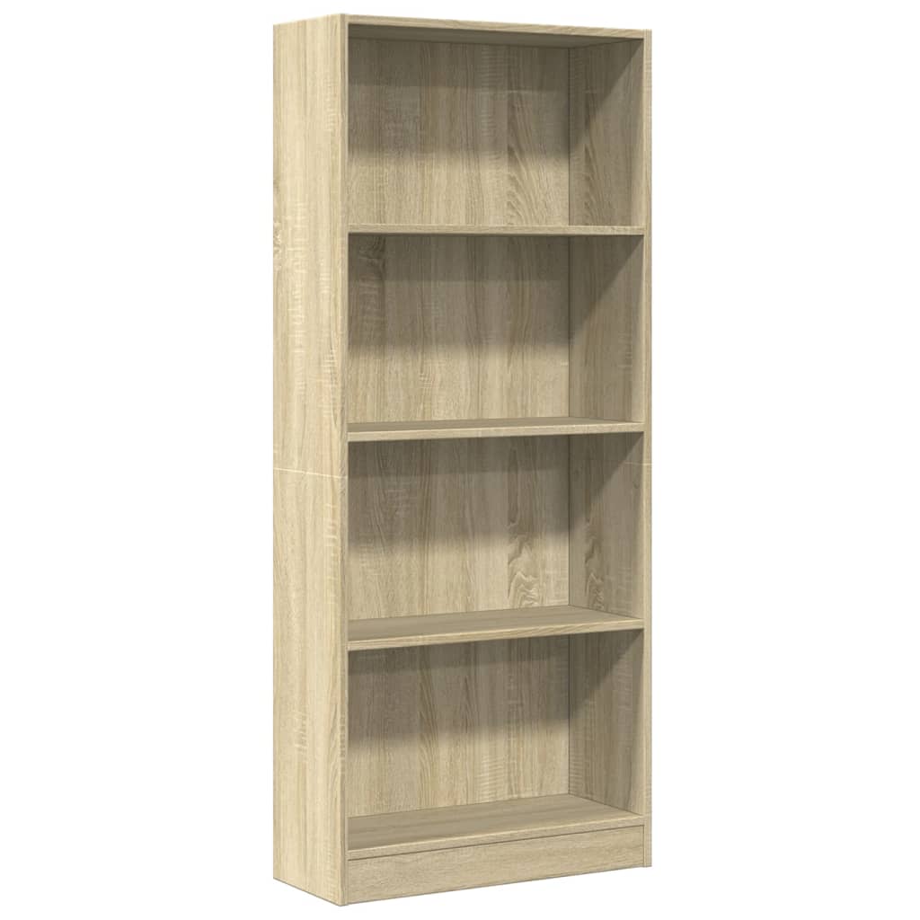 Bibliothèque 2 Niveaux VidaXL 60x24x76 Cm - Bois D'ingénierie Gris Sonoma - Pour Salon, Rangement Livres