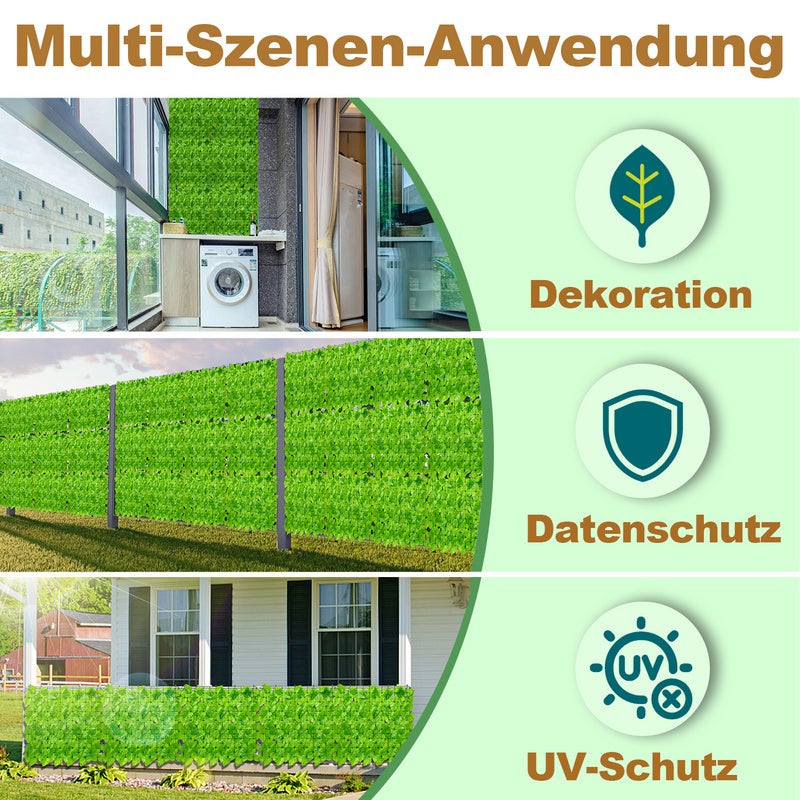 Haie Artificielle en Feuille, Brise-Vue Artificielles Décoration Murale et Écran d’Intimité pour Intérieur Extérieur(100x300cm, vert) - 7
