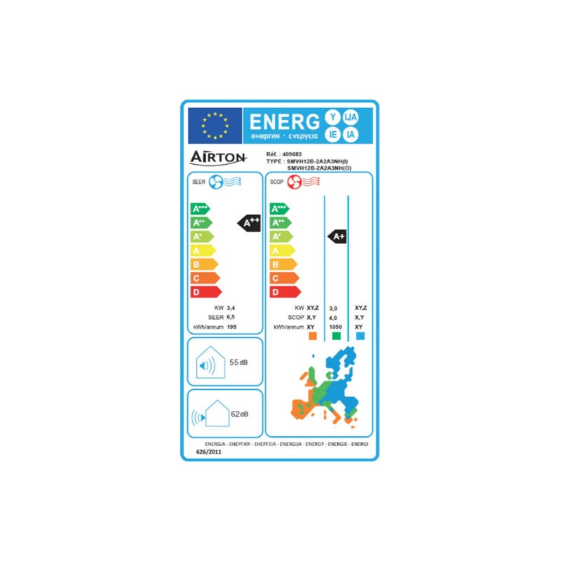 Pack Climatiseur reversible AIRTON - A Poser Soi-meme - 3500W - Readyclim 4M - 5