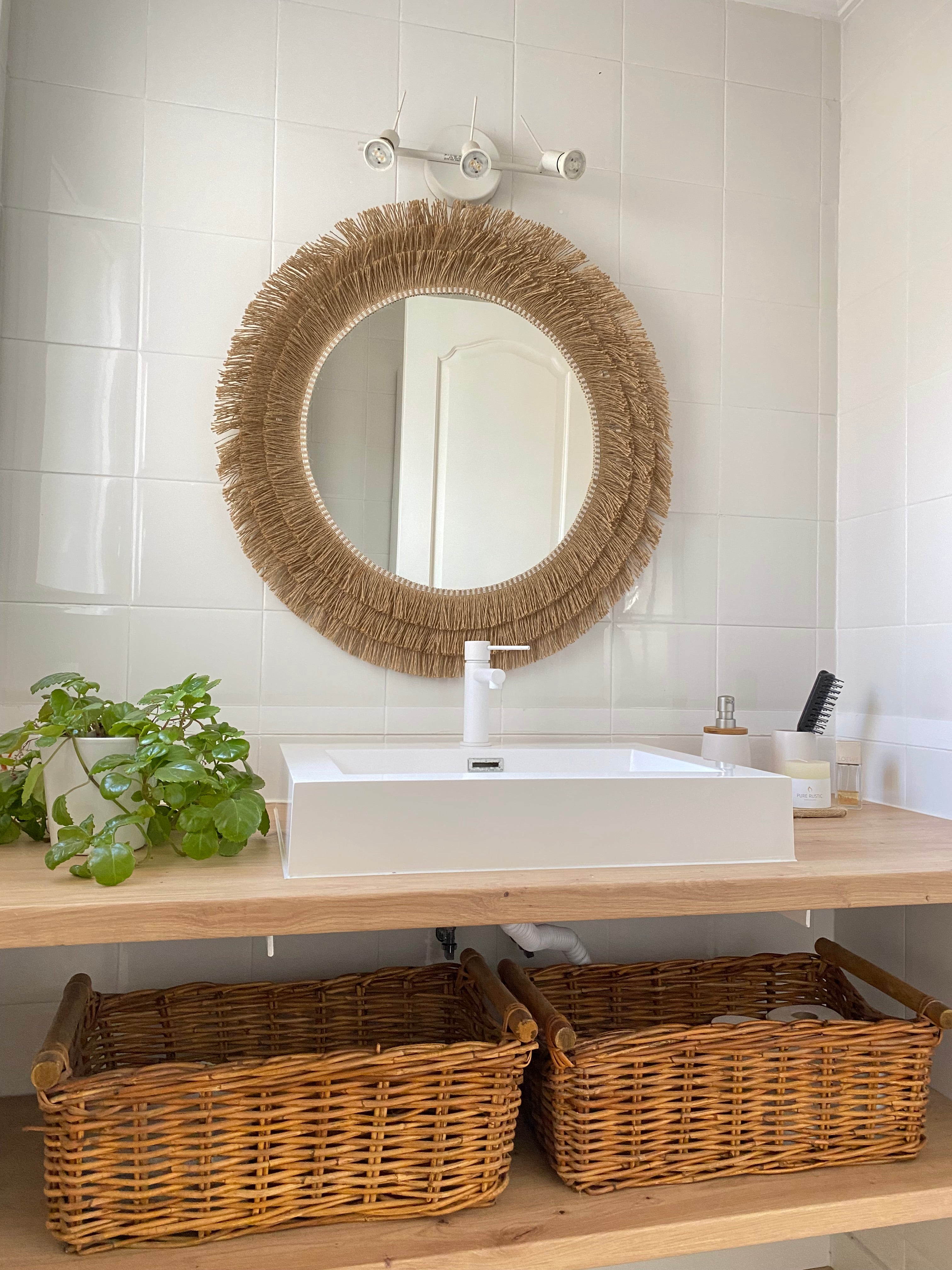 Okrągłe lustro z frędzlami z juty - JUTE BALLS III Ø całkowita 50 cm - 5