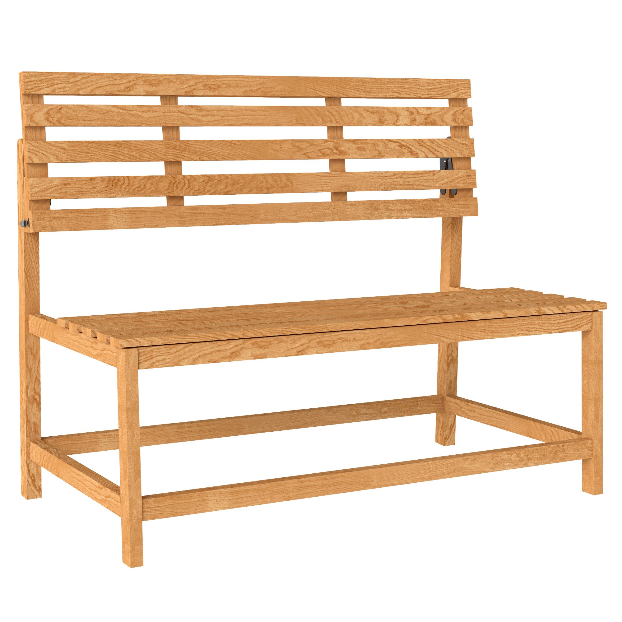 Banco de jardín de madera de dos plazas, resistente a la intemperie y a los rayos uv, con respaldos convertibles, 110 x 61 x 89 cm, teca.