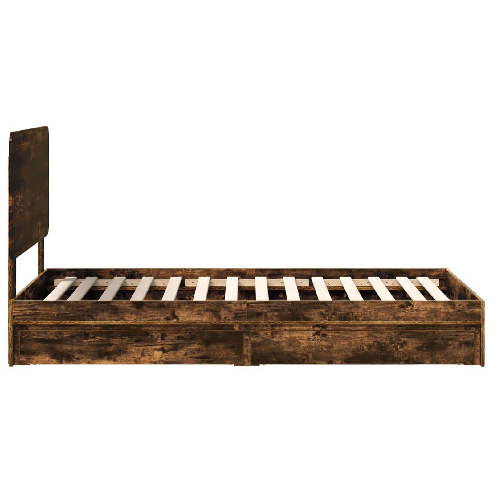 Lit de rangement chêne fumé 75 x 190 cm en panneau de bois - 9